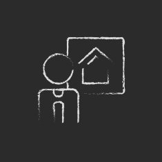 Real estate agent icon drawn in chalk N3