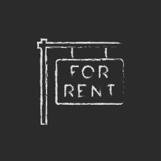 For rent placard icon drawn in chalk N2