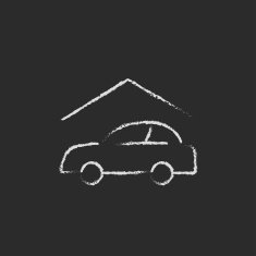 Car garage icon drawn in chalk N2