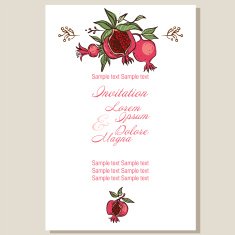 wedding invitation card suite with pomgranates vector illustrat N2