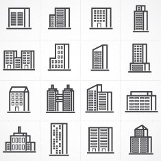 Vector town and building icon set