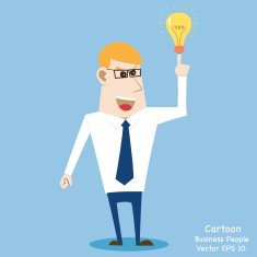 Business cartoon people get Idea N2