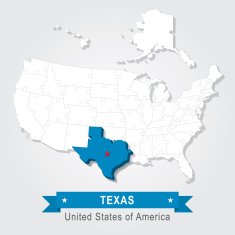 Texas state USA administrative map