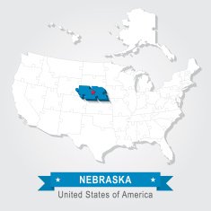 Nebraska state USA administrative map