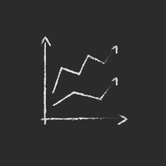 Growth graph icon drawn in chalk