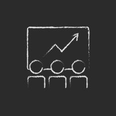 Business growth icon drawn in chalk N2