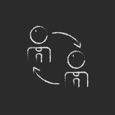 Staff turnover icon drawn in chalk N2
