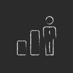 Businessman and graph icon drawn in chalk N2