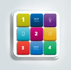 Multicolor 3D infographics square options banner divided 9 cube parts