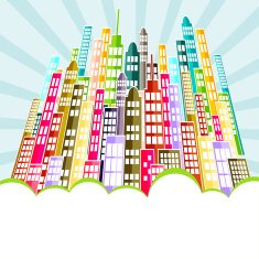 Colorful Abstract City Skyline Vector N4