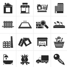 Black Real Estate and building icons