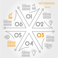 linear infographic star with icons