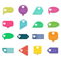 Vector Like Counter Notification Flat design Icons Set N2