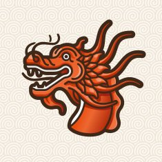 Dragon red head vector logo - illustration