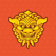 Dragon gold head vector logo - illustration
