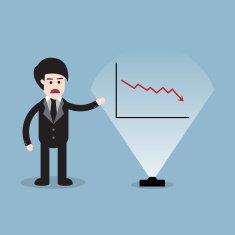stock crisis with business man presentation and graph
