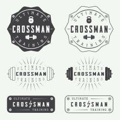 Set of gym logos labels badges and elements