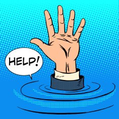 Hand sinking asks for help Business concept
