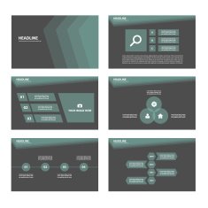 Black theme presentation template Infographic elements flat design set