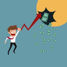 Businessman growth graph make benefit and get money