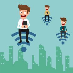 Businessman using smartphone with internet wifi support business and lifestyle