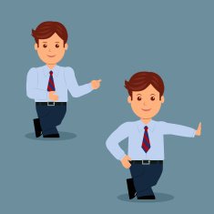 Set of businessman standing in various action