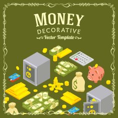 Vector decorating design made of objects related to finance
