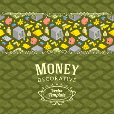 Vector decorating design made of objects related to finance N3