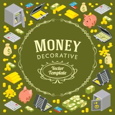 Vector decorating design made of objects related to finance N4