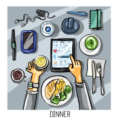 Top view background - person having dinner