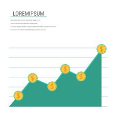 Trade diagram graph with coins Success concept