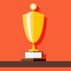 Vector Winner Cup standing at shelf Flat style vector illustration
