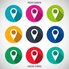 set pointers icons for map in the style flat design