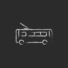 Trolleybus icon drawn in chalk N2