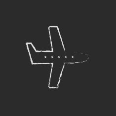 Flying airplane icon drawn in chalk N2