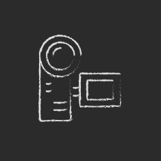 Digital video camera icon drawn in chalk