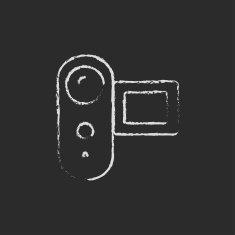 Digital video camera icon drawn in chalk N2