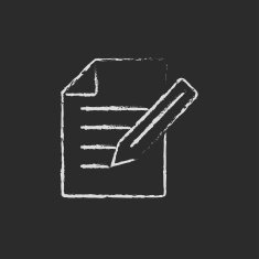 Taking note icon drawn in chalk