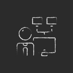Man with monitors icon drawn in chalk N2