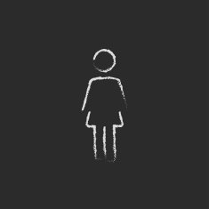 Woman standing icon drawn in chalk N2