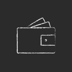 Wallet with money icon drawn in chalk N2