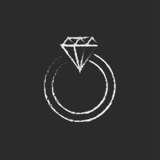 Diamond ring icon drawn in chalk