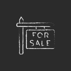 For sale signboard icon drawn in chalk N2