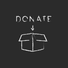 Donation box icon drawn in chalk N2