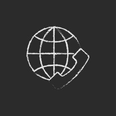 Global internet shopping icon drawn in chalk N2