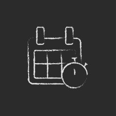 Calendar and stopwatch icon drawn in chalk N2