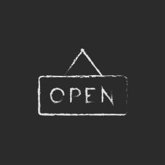 Open sign icon drawn in chalk N2