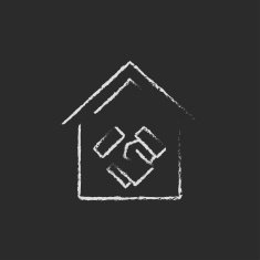 Handshake and successful real estate transaction icon drawn in chalk N2