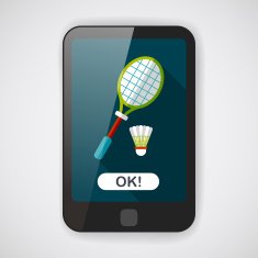badminton racket and ball flat icon with long shadow eps10