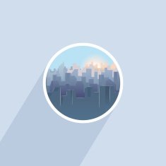 Blue city skylines Round icon